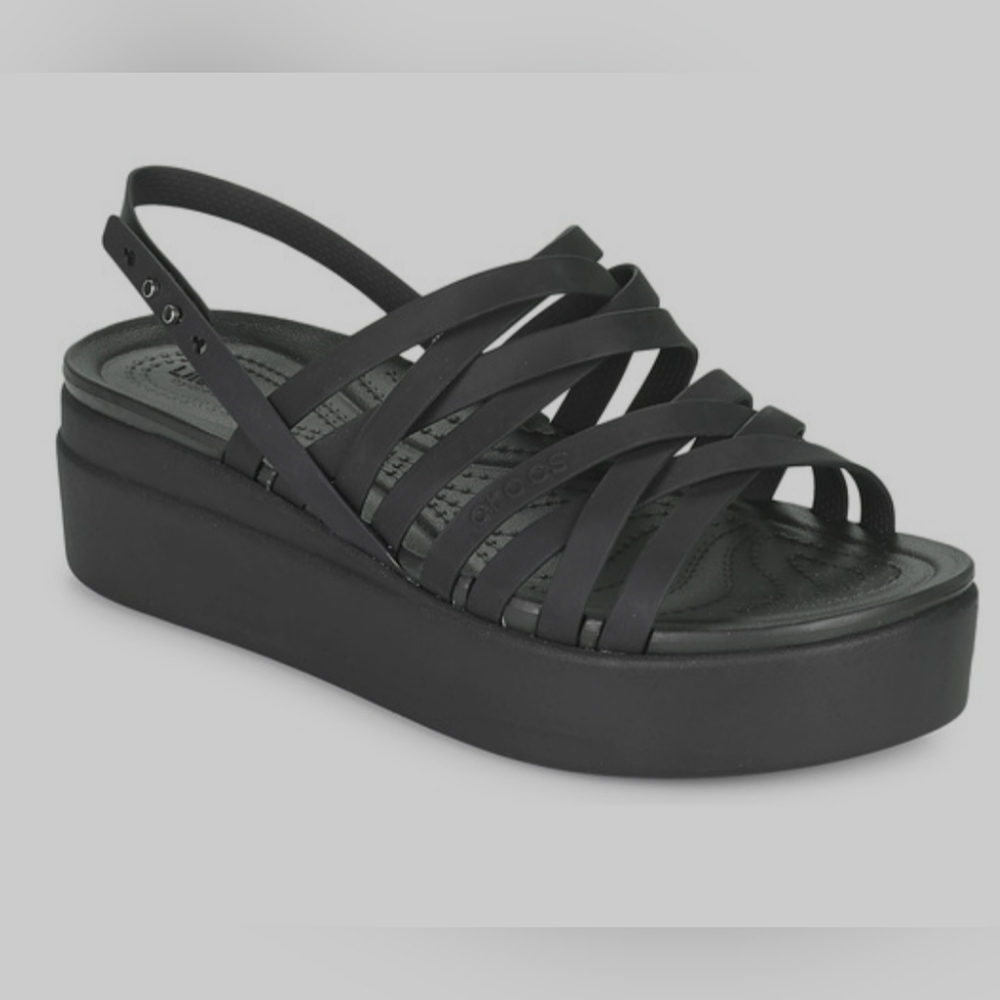 Brooklyn Wedge Crocs strappy summer sandal in black size 5 new with tags